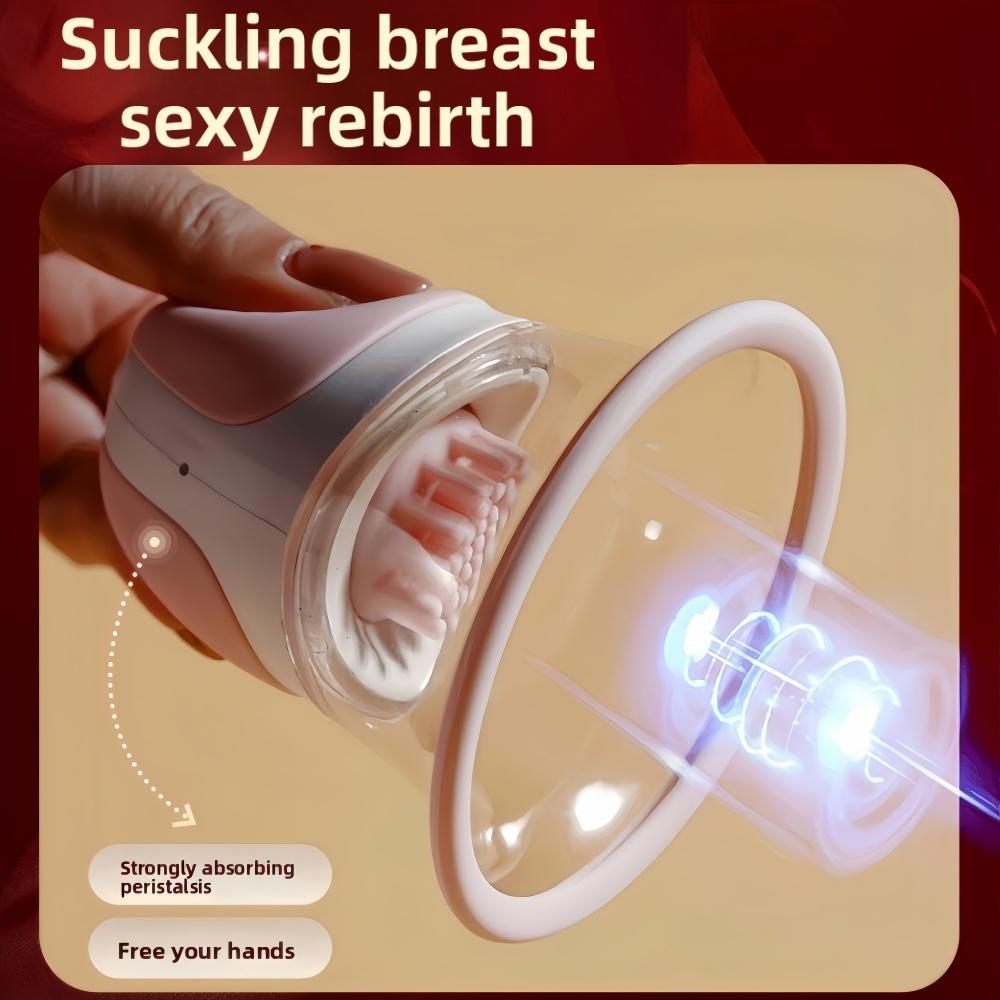 Vakuový masážní přístroj na zvětšení prsou, vibrační, rotační jazyk, lízání, vakuová pumpa, masáž prsou, stimulace bradavek, masturbátor, sex