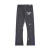Mens High-Quality Cotton Drawstring Waist Streetwear Jogger Pants With Hand-Painted Splatter Graffiti Print