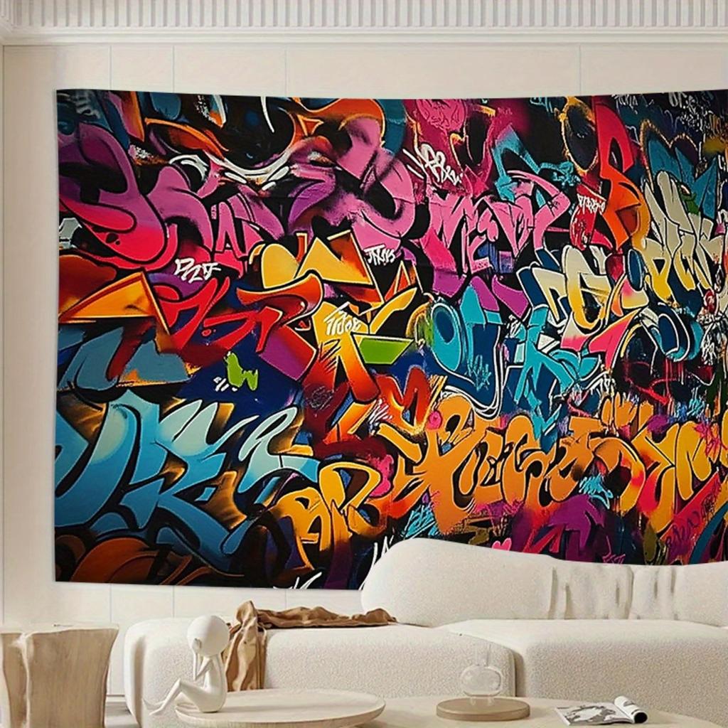1pc 2D Graffiti Party Backdrop - Oversized Birthday Anniversary Wedding Vivid Graffiti Easy to Use Indoor/ Decor Indoor Outdoor Banner