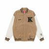 Kappa Autumn Italia Series Jacket Sports Casual Vintage Couple Fleece Baseball Jacket Unisex Jackets Gray Khaki K0CY2JJ02D-602