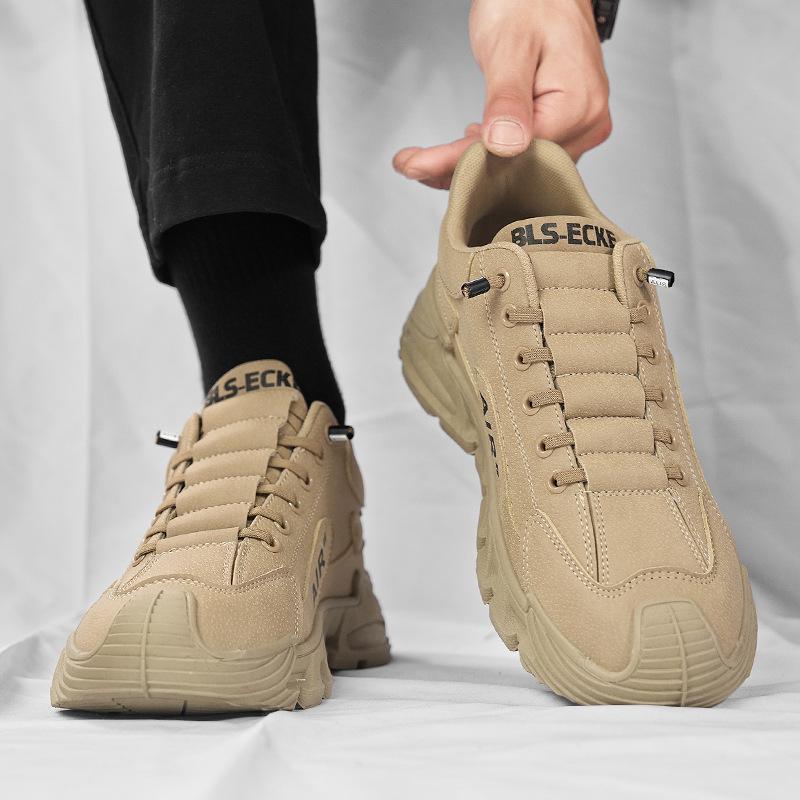 Men's Suede Sneakers Cushion Chunky Sole Strap Casual Outdoor Fashion Shoes