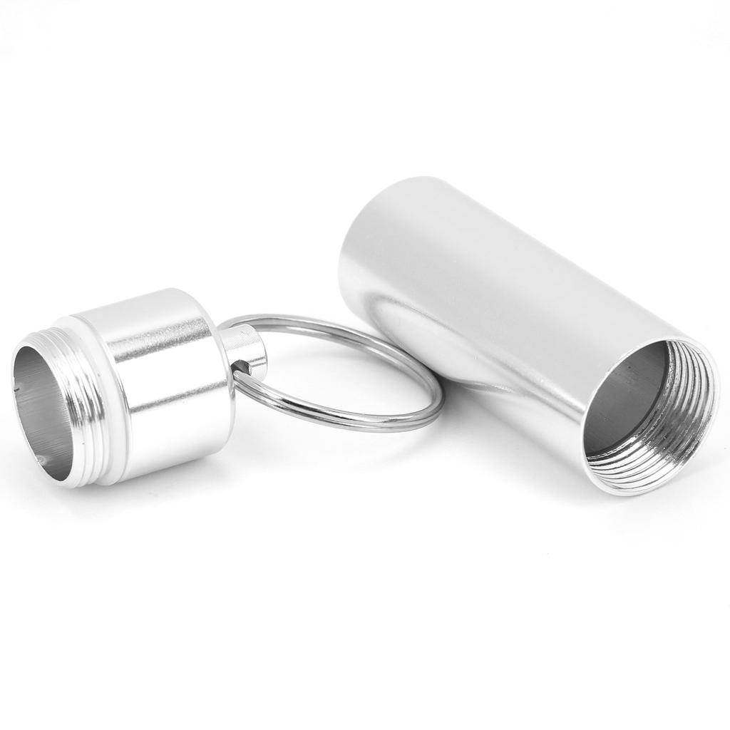 Aluminum Alloy Pill Box Waterproof Keychain Pill Holder Organizer for Outdoor Travels