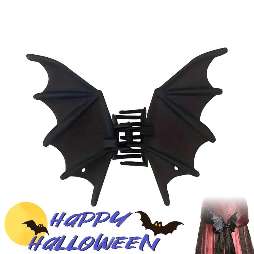 Matte Black Halloween Hair Claw Gothic Shark Clip Hair Accessories Bat Wings Ponytail Holder  Gift