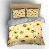 Bee and Sunflower Pattern Bedding Duvet Cover Set  (1*Duvet Cover 2*Pillowcases, without duvet insert)
