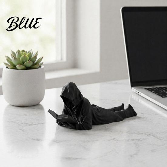 Reader Collectible Decor Black Robe Figurine 3D Printed Faceless Reading Man Modern Figurine Statue Lying Bookworm Sculpture for Home Office