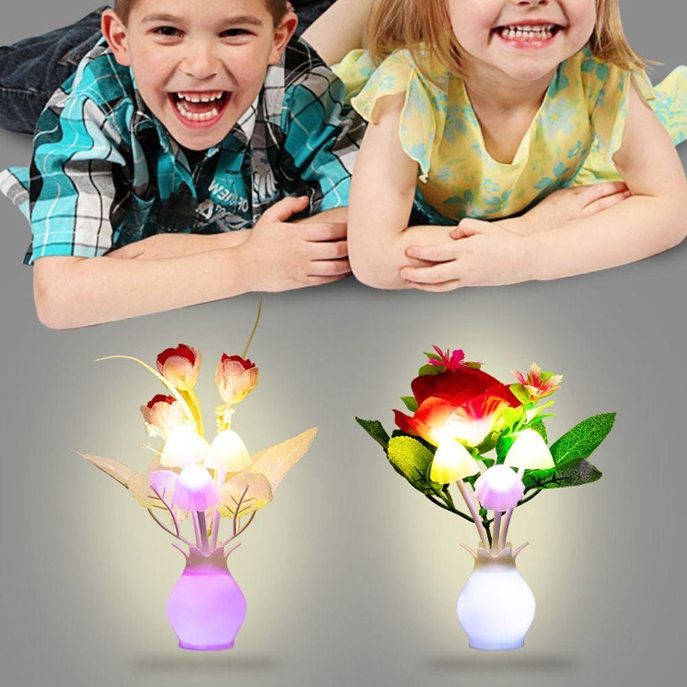 triangle LED Mushroom Night Lights Pomegranate Bottle Floral Lamp Colorful Little Night Light