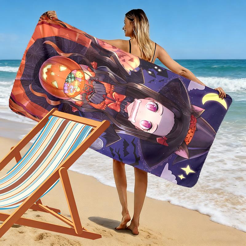 Demon Slayer Print Beach Towel, Large Soft Quick Dry Towel for Beach Camping Swimming