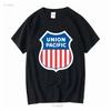Union Pacific Railway Logo Schiene Zug Retro T-Shirt vintage Gewaschen Stilvoll Atmungsaktiv Weich Unisex Lässig Designerkleidung