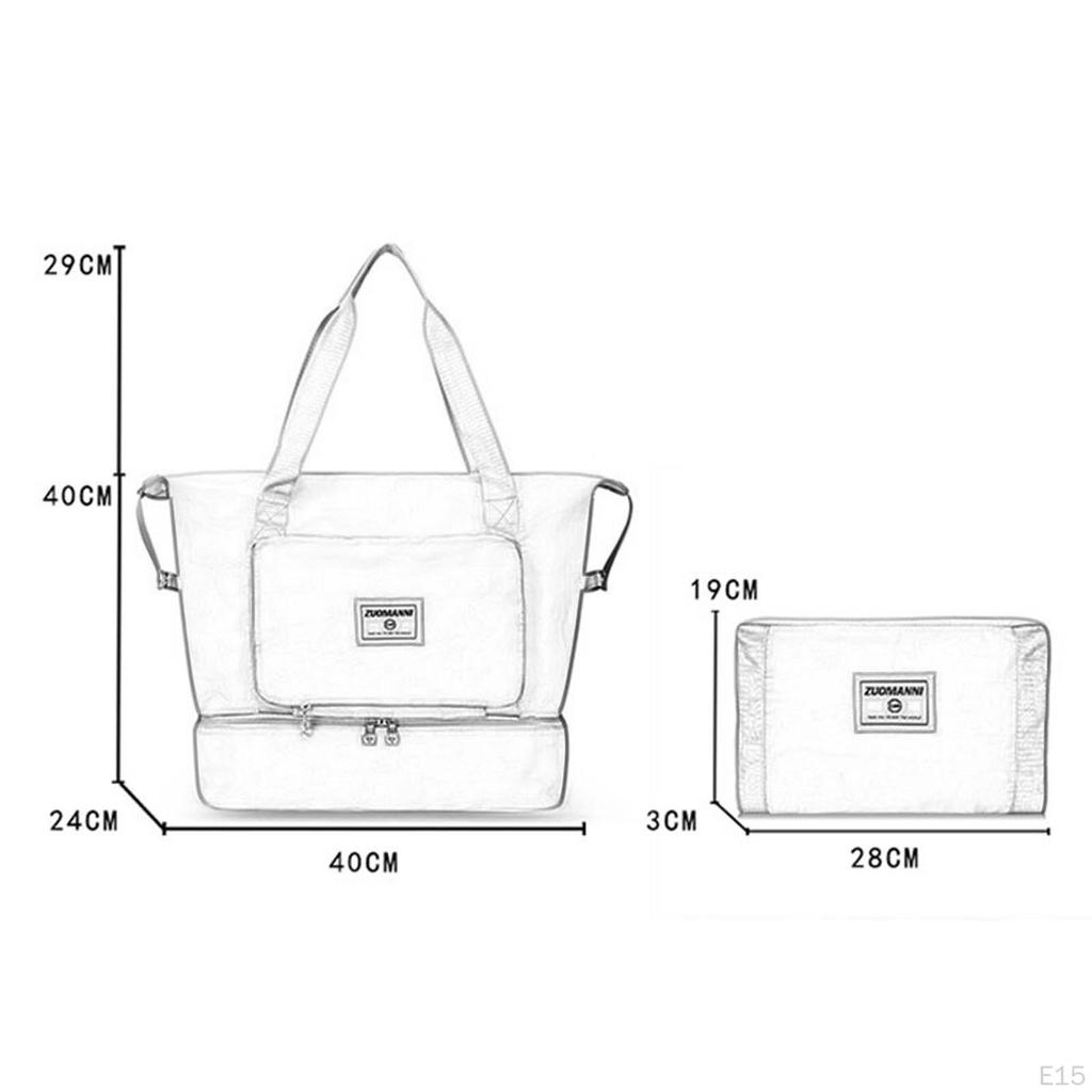 Foldable Travel Duffle Bag Tear Resistant Tote Overnight Holdall Organizer Storage Sports Gym