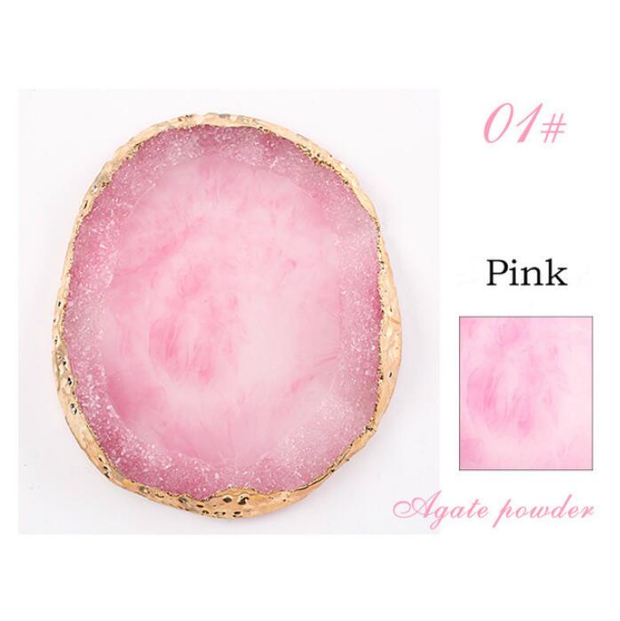 Resin Stone Transparent Color Nail Art Palette Mirror Glass Pallet Tool Blending Pigment Nail Tips