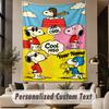Custom Text Printed Tapestry Snoopy Peanuts Pattern Large Wall Hanging Indoor Room Decor