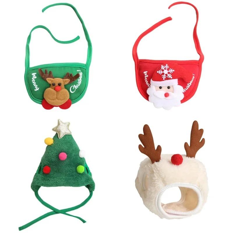 1Pcs Funny Dog Christmas Hat Pets Santa Bibs New Year Party Cosplay Costume Puppy Cap Cute Cats Bandana Clothes Accessories Gift