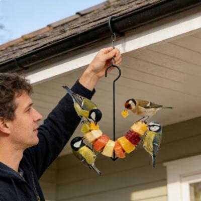 Oriole Bird Feeder Outdoor Hanging Orange Fruit Food Holder with Hook Weather-proof Outside Garden Metal Hummingbird Feeding Device