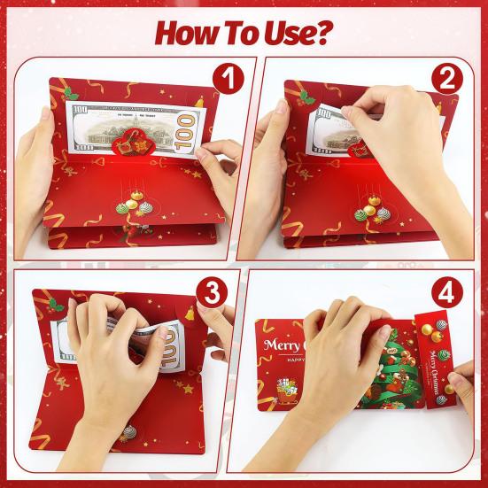 Christmas Cash Gift Envelope with 10 Slots DIY Money Gift Card Holder for Cash Surprise Holiday Money Envelope Xmas Party Gifts for Men Women Kids