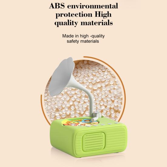 Kinder Grammophon Spielzeug mit 96 Karten Frühe Bildung Kinder Phonograph Geschichte Musik