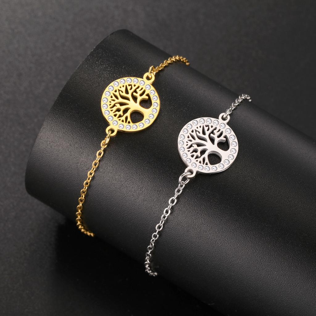 Couple Bracelets Simple Design Korean Hip Hop Diamond Tree Charm Hand Jewelry
