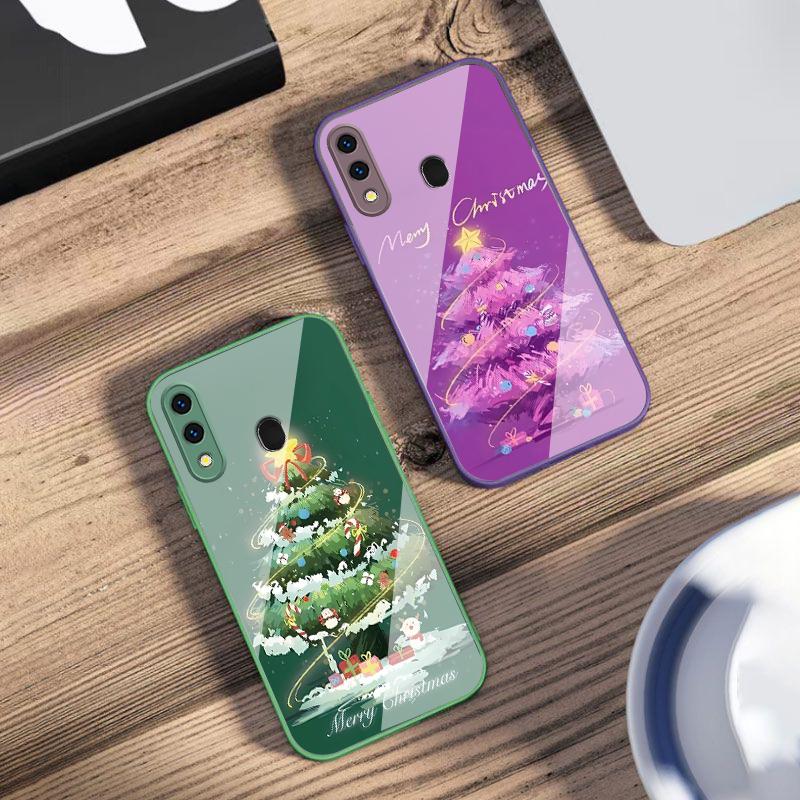 Decorated Christmas Tree For Samsung A73 72 71 A70 56 55 54 A53 52 51 50 42 A35 A34 33 32 31 26 25 24 23 22 30 glass phone case