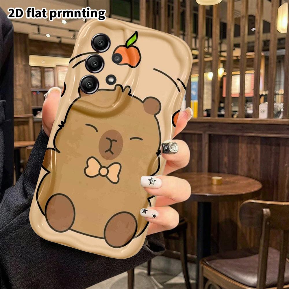 Phone Case: 2D flat, suitable for Samsung Galaxy A34 A35 M05 M06 S20 S22 S21 FE Plus 5G protective cases, capybara throwing an apple, perfect Christma