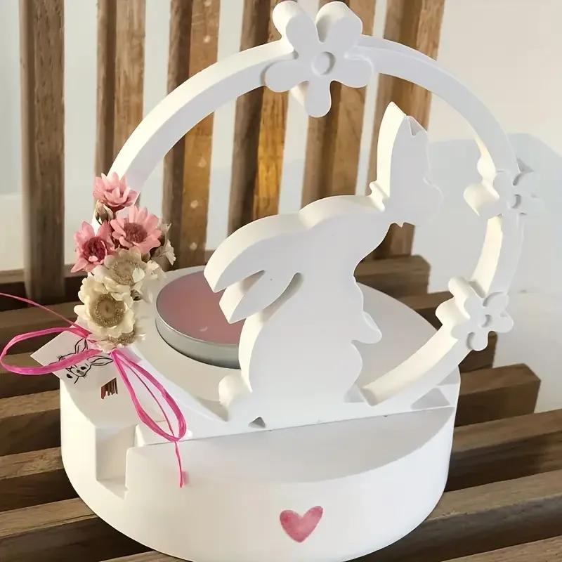 DIY Resin Mold Rabbit Kiss Butterfly Design Circle Bunny - Top Quality for Candle Holder Candy Sticks Home Crafts Decor