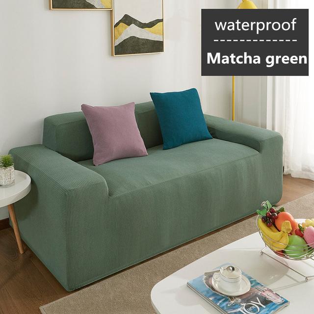Polar Fleece Living Sofa Cover Universal Waterproof Couch Covers Solid Color Flexible Slipcover Non -Slip Full Wrap Sofa Seat Cushion Covering