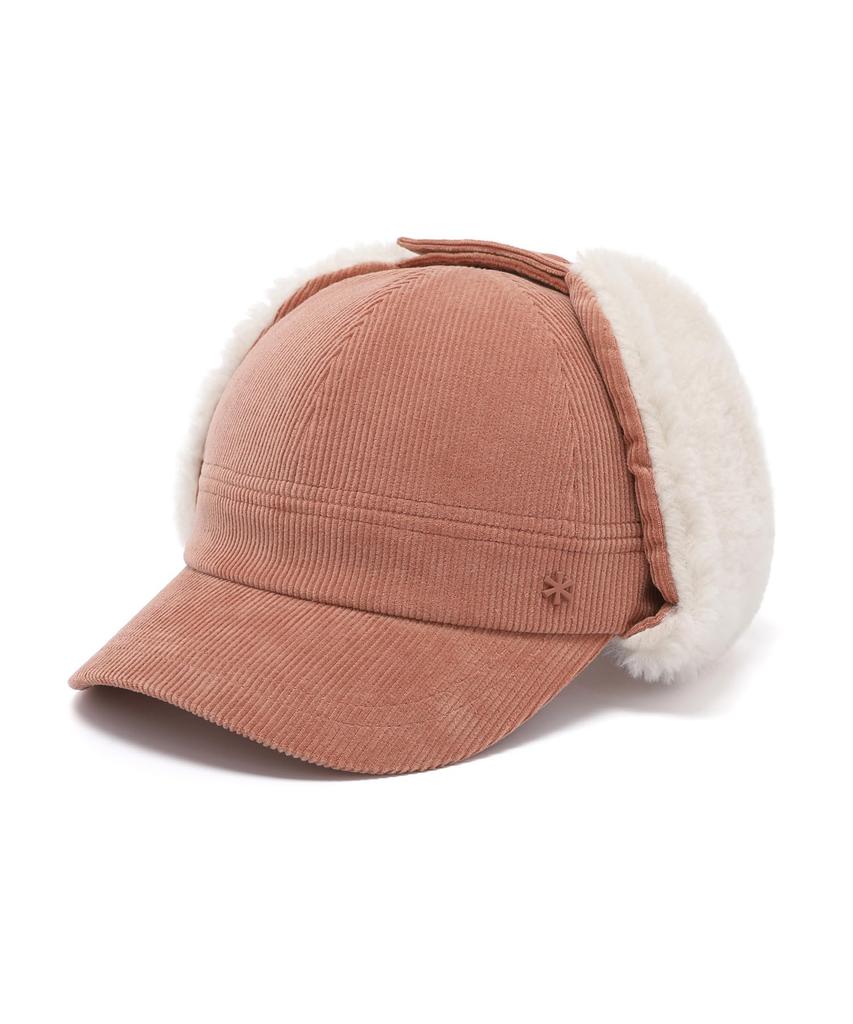 Snow Peak Merino Wool Corduroy Ear Cap GS-S25WWFCP60, Flight Pilot Cap, Trapper Headwear, Women's, SMOG PINK, Size S