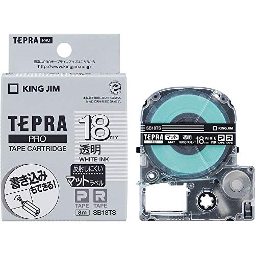 [Genuine] Kingjim Tepra PRO Tape Cartridge Matte Label 18mm Transparent/White Letters 8m SB18TS