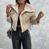 Giacca in pelle artificiale da donna PU corto spesso caldo cappotto nero pilota da donna cappotto in velluto con risvolto retrò Top invernale da donna