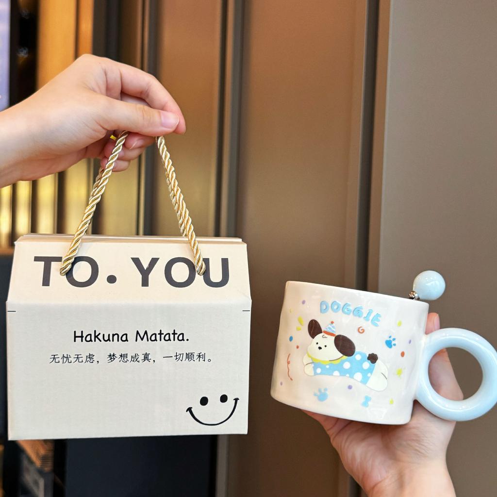 Mädchen Geburtstagsgeschenk Welpen Tasse Keramiktasse Souvenir Praktische Geschenkbox Neue Wassertasse Junge Paar