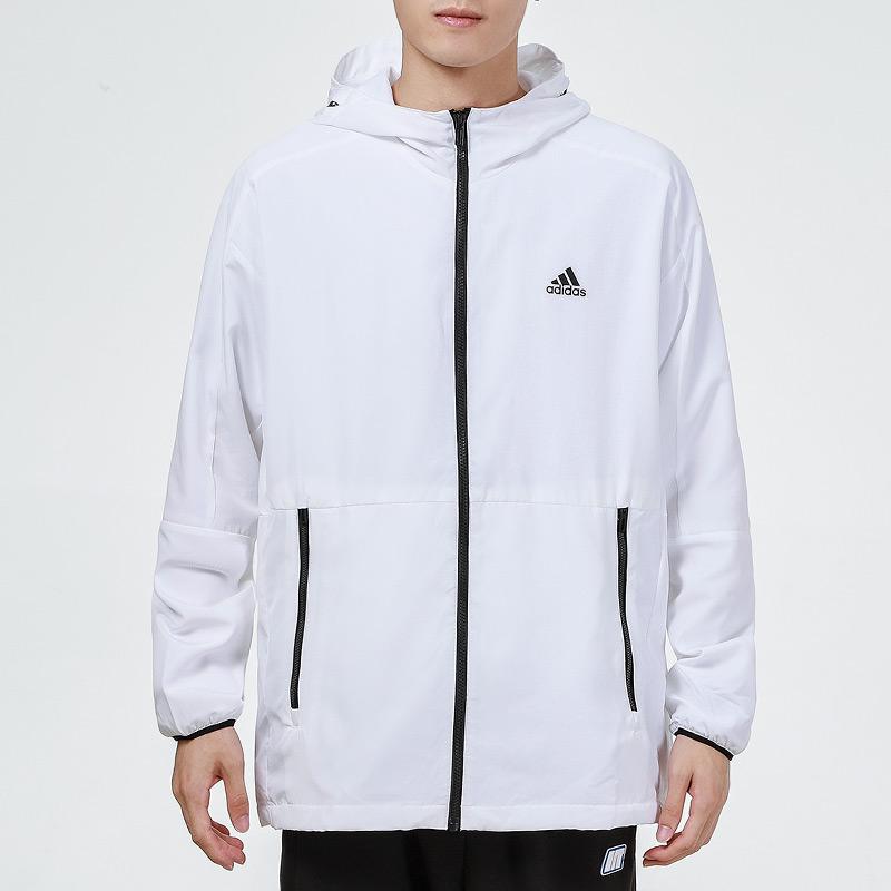 Adidas Essentials Woven Newblock Casual Breathable Hooded Jacket Men Outerwear White H40233