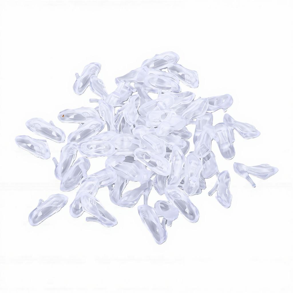 30 Pairs Mini Plastic High Heels Shoes Mini High Heels Doll Shoes for DIY Craft Dollhouse Decor Transparent