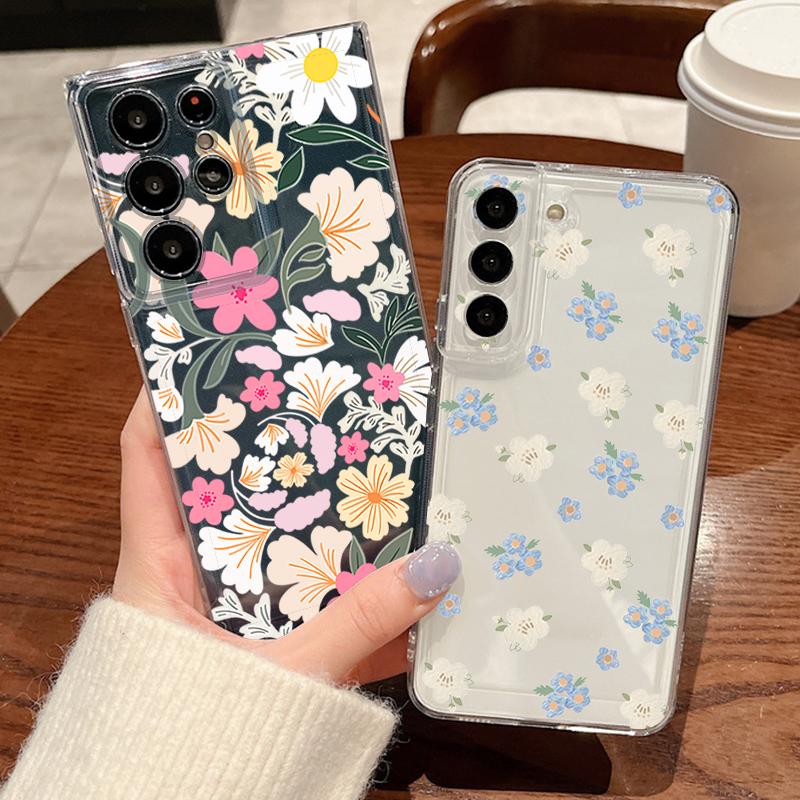 Bunte Blumen Hülle Für Samsung Galaxy S26 Ultra S25 FE S24 S23 S22 A54 A15 A35 A55 A16 A36 A56 A17 A37 A57 5G Weiche Hülle