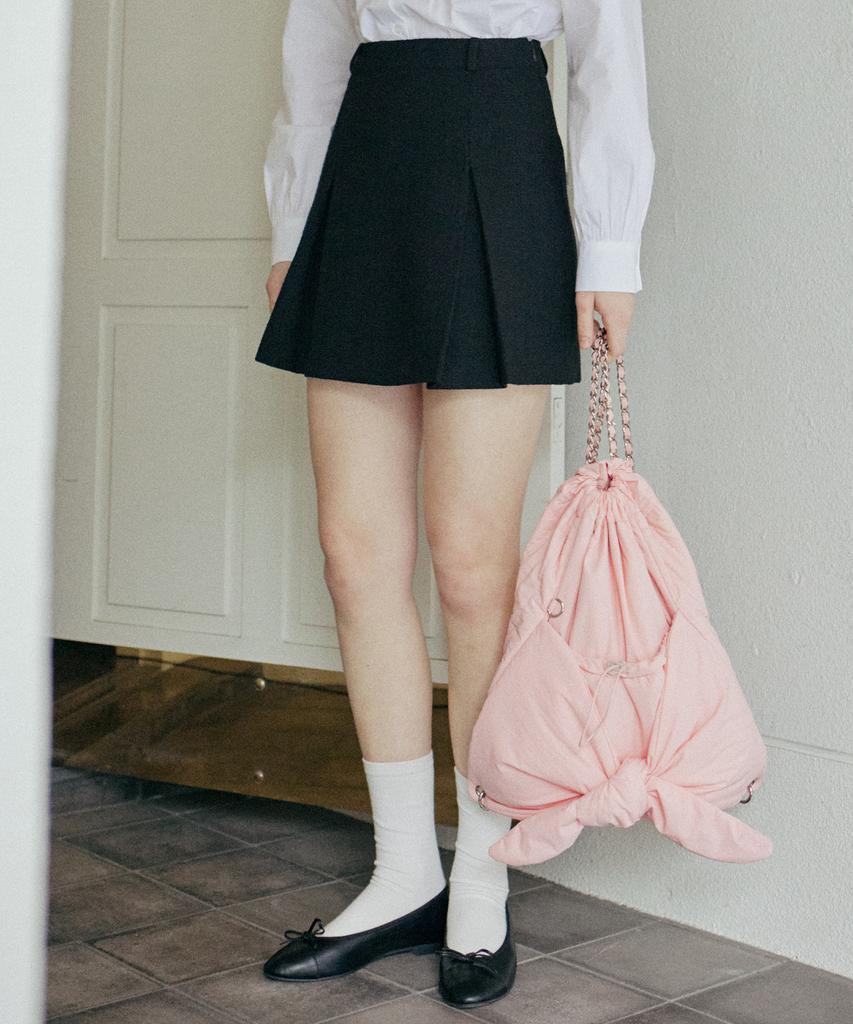 Yeoppe Pleated Tweed Skirt_Black