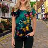 Mode Damen Gepunktetes Schmetterlingsmuster T-Shirt Lustiges Lässiges O-Ausschnitt Kurzarm T-Shirt Sommer Damen T-Shirt