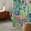 1 pc cartoon leopard digital printed bathroom shower curtain set perforated strap hook for bathroom privacy and home decoration