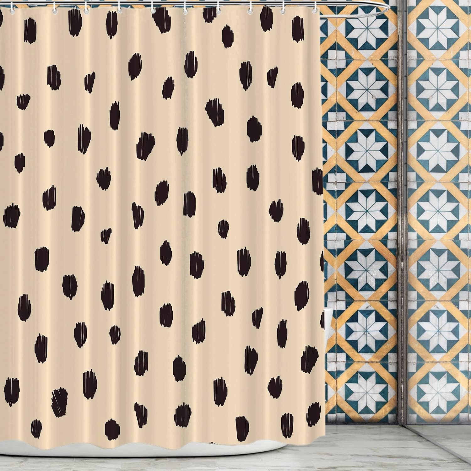

Brown Cartoon Leopard Decor Shower Curtain,Animal Polyester Shower Curtain For Shower Stall Bathroom Waterproof With 10 Hooks W60H190(CM)-1 Pcs