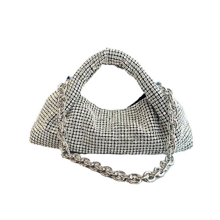 Dw Diamond Women'S Handbag Premium Rhinestone Dumpling Bag Fashion Chain Underarm Dinner