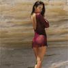 European & American 2025 Summer Knitted Beach Cover-up Dress - Sexy, Hollow-out Vacation Style for Women