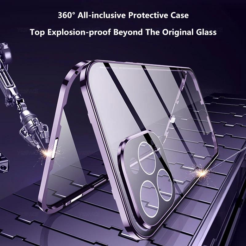 Anti-spionage Privacy Gehard Glas met Lensbescherming Magnetische Adsorptie Hoesje Voor iPhone 16 15 14 Plus 13 12 11 Pro Max