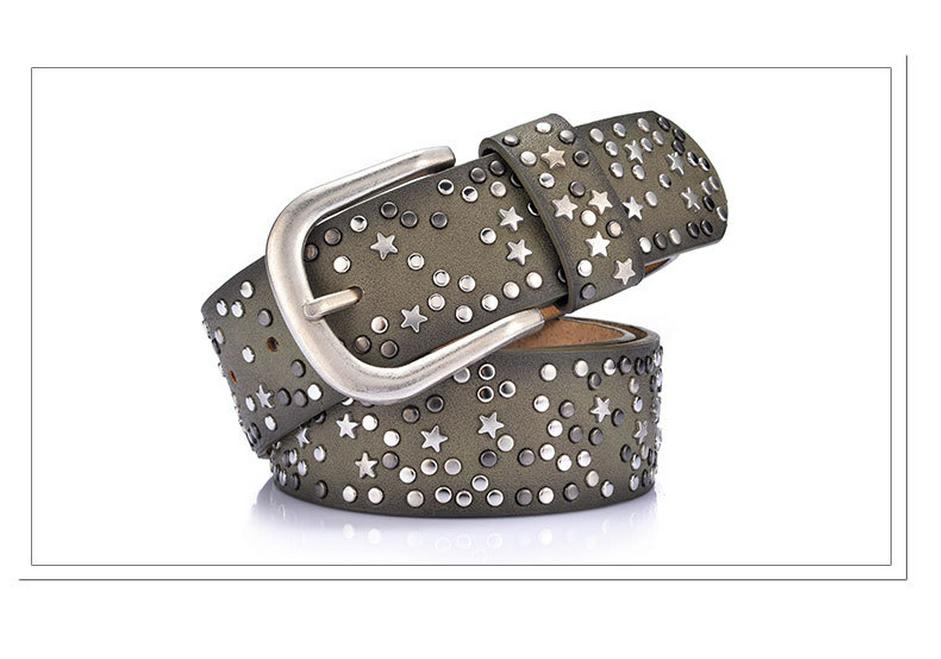 2021 Women's European Style Rivet Leather Waistband Jeans Belt