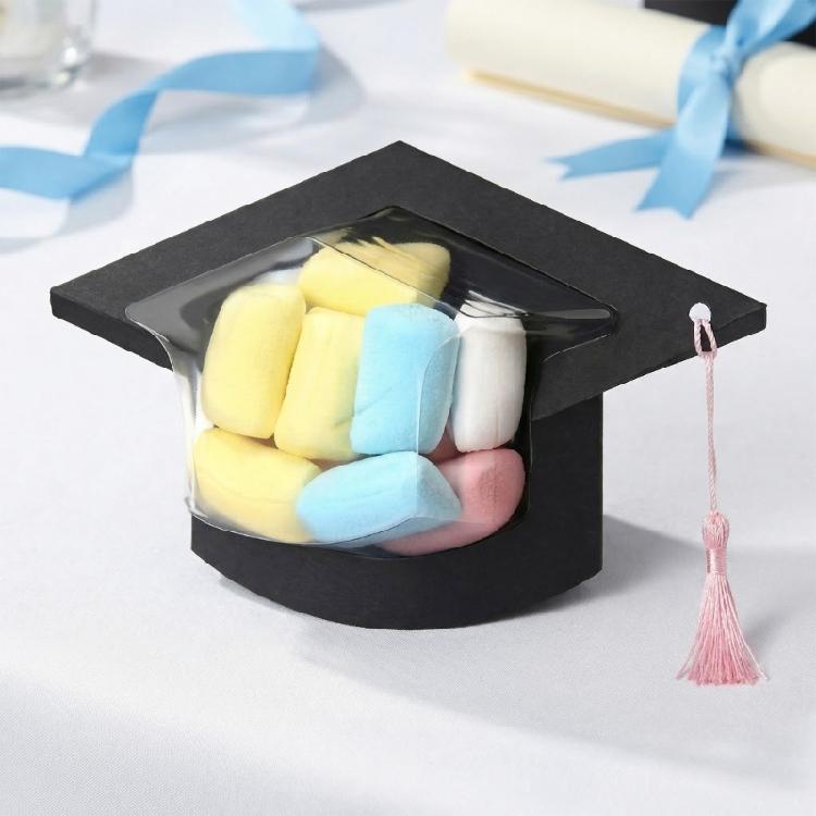 1/5/10/30Pcs Graduation Celebration Candy Holders With Plastic Dome And Yellow Tassels For Classroom Activities