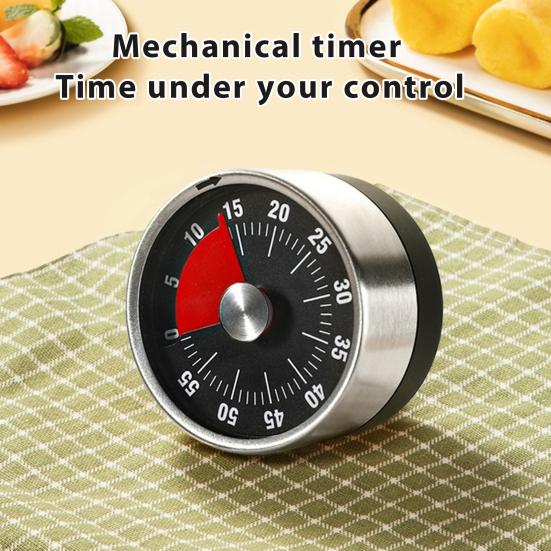 Magnetyczny Wizualny Minutnik Kuchenny Mechaniczny Zegar Odliczający Stal Nierdzewna Głośny Alarm do Gotowania Pieczenia Nauki Łatwy do Odczytania Cyferblat 0-60