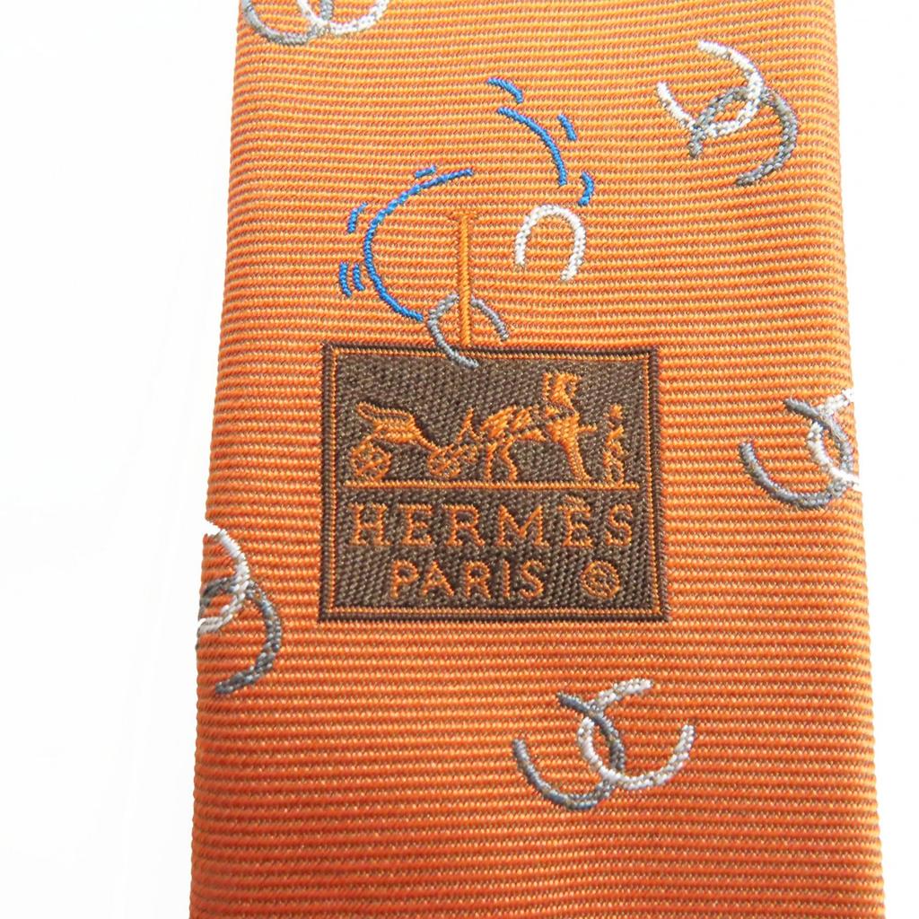 Pristine HERMES tie Horseshoe pattern silk mens 339359T Used