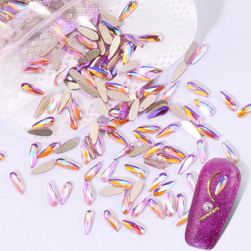 Aurora Pink Symphony Ab Nail Drill Flat Bottom Special-Shaped Nail Drill Nail Drill Diy Jewelry Accessories