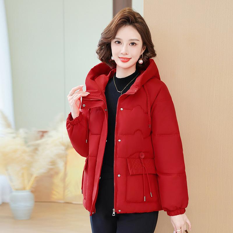 Dámská ležérní bunda s bavlněnou vycpávkou Středně dlouhá zimní volná teplá bunda s bavlněnou vycpávkou