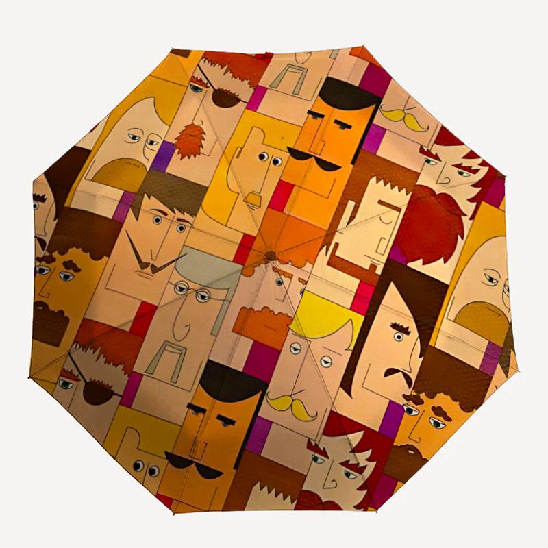 

1PC Facial Expressions Automatic Folding Umbrella, Portable & Foldable Design with 8 Ribs, 19