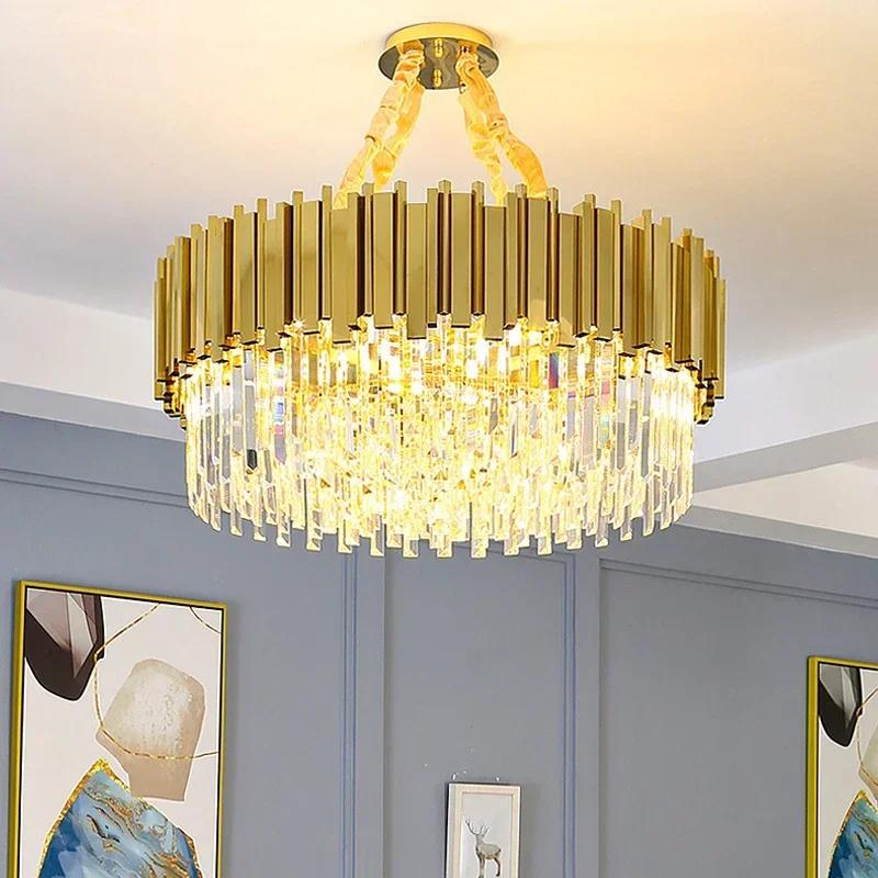Modern living room luxury gold LED crystal chandelier villa home home decoration indoor ceiling chandelier lighting fixtures