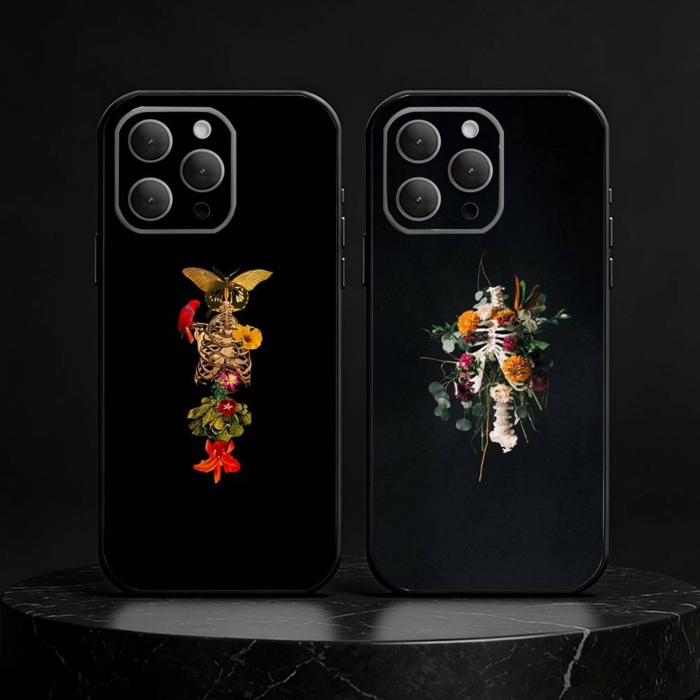 Anatomy Skeleton Phone Case For iPhone 17,16,15,14,13,12,11 Plus,Pro Max,SE4Soft Silicone Black Cover