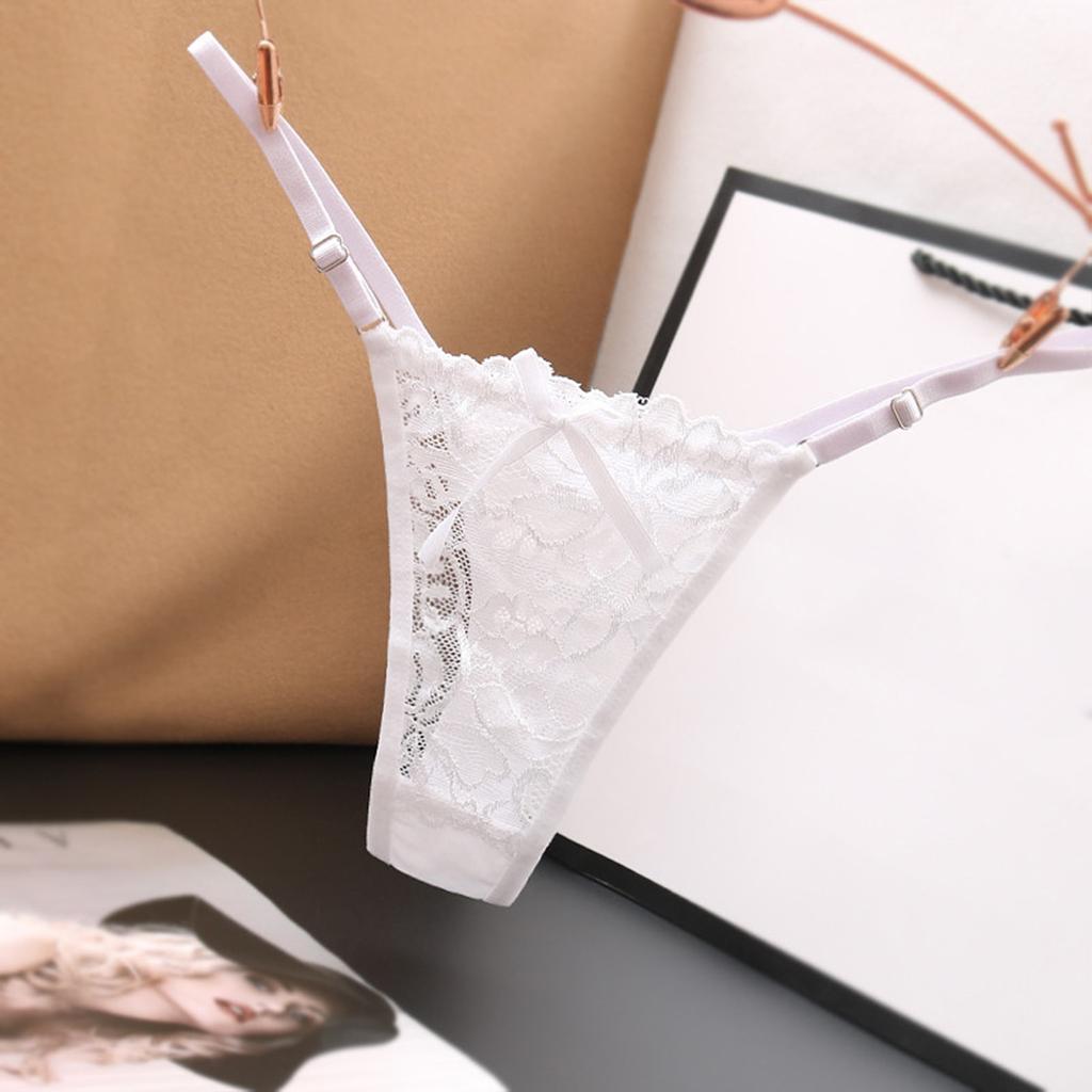 Sexy Lace See-Through Thong For Women Tiny Tangas Panties Lingerie Adjustable Mesh G-Strings T-Back Underwear Female Underpants
