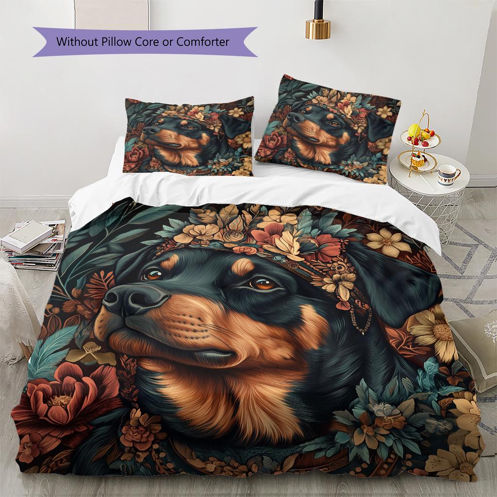 Rottweiler Pattern Bedding Home Decoration Birthday Gift (1 * duvet cover + 2 * pillowcase, without core)