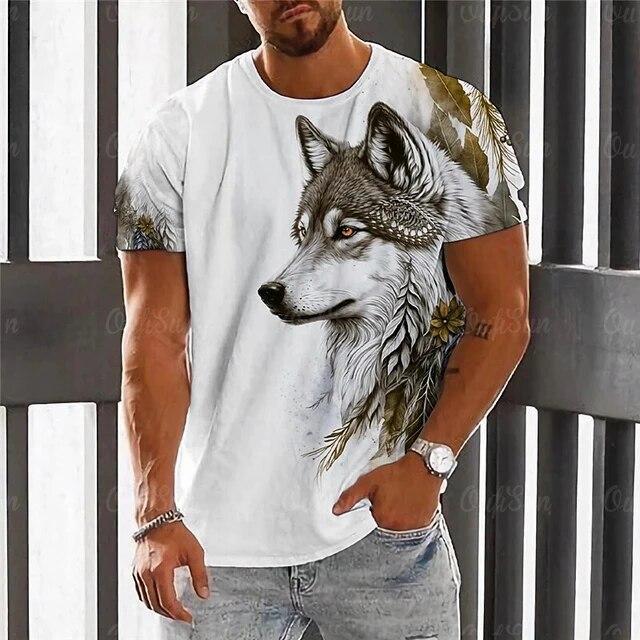 Animal Men's T-Shirt 3d Wolf Print Men's Tops Casual Short-Sleeved Simple T-Shirt Summer O-Neck T-Shirt Men's Oversized Clothing